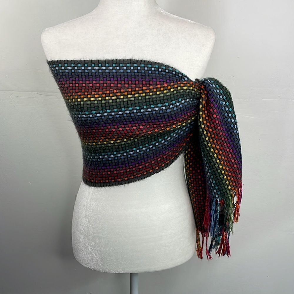 Scarf Rectangular Rainbow Weave Warm Soft - Picture 4 of 10